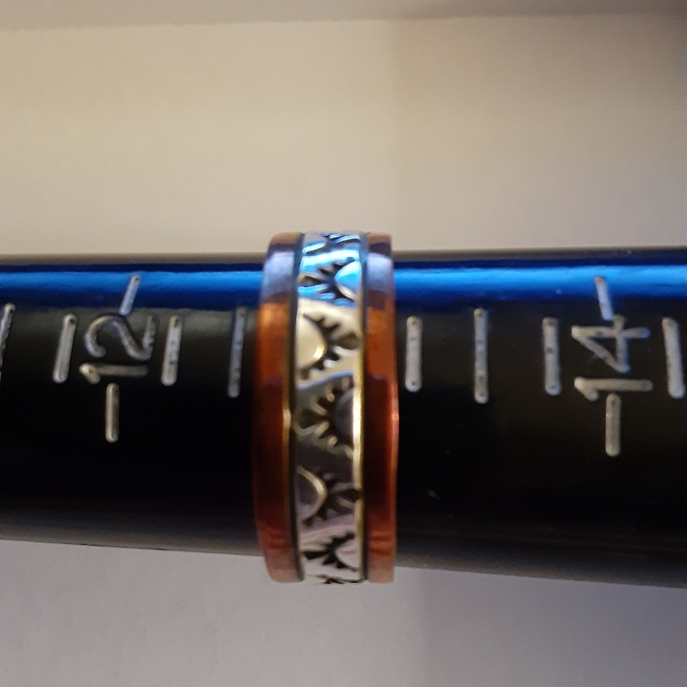 Native American Navajo Copper and Silver Ring Randy Secatero Size 13 - Picture 2 of 4